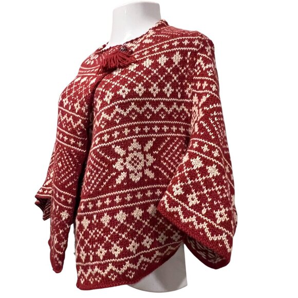 Cabi Nordic Fair Isle Shrug Cardigan, Red Ivory, L - Picture 1 of 11